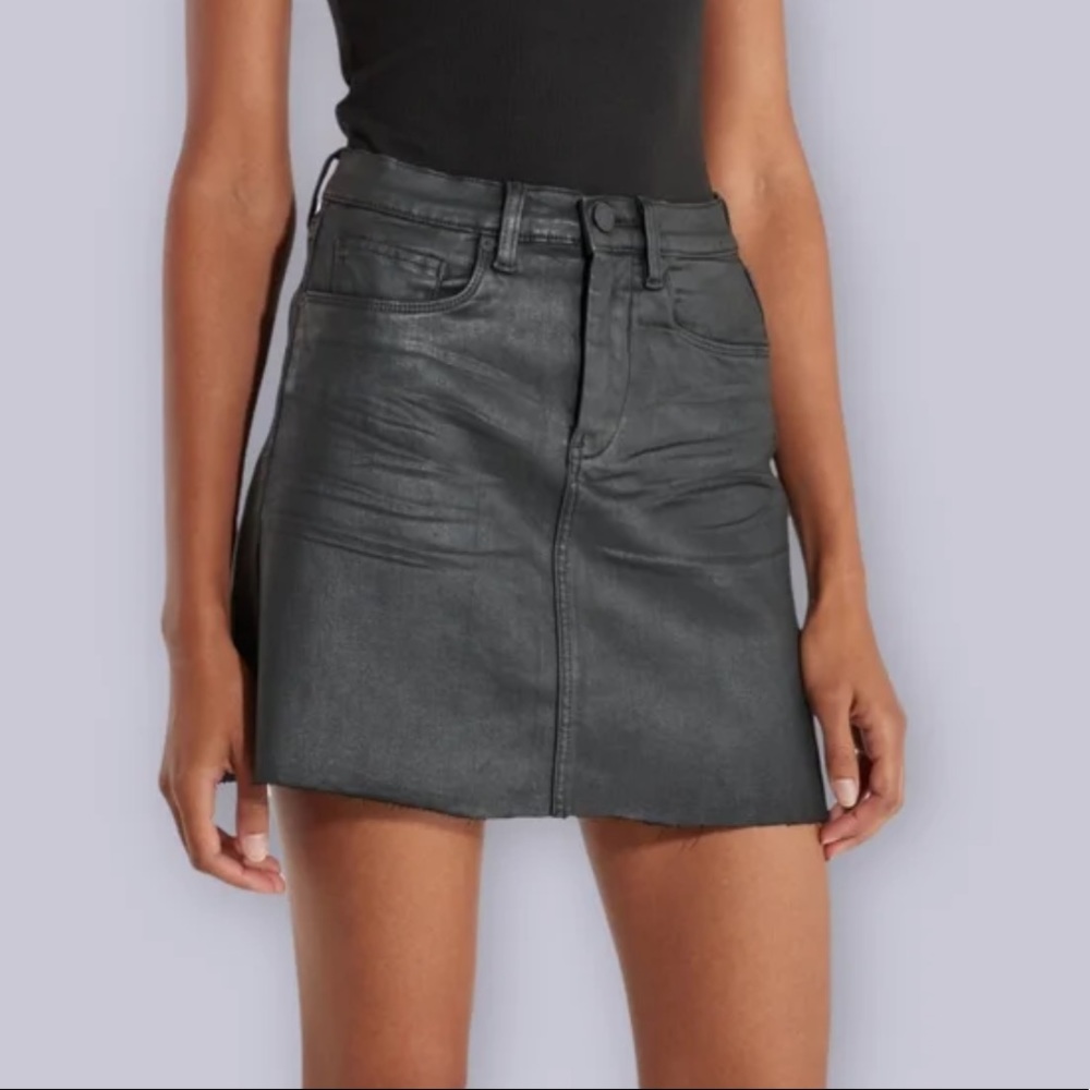 BLANKNYC Distressed Black Denim High Waisted Mini Skirt.  Size 26.  NWT